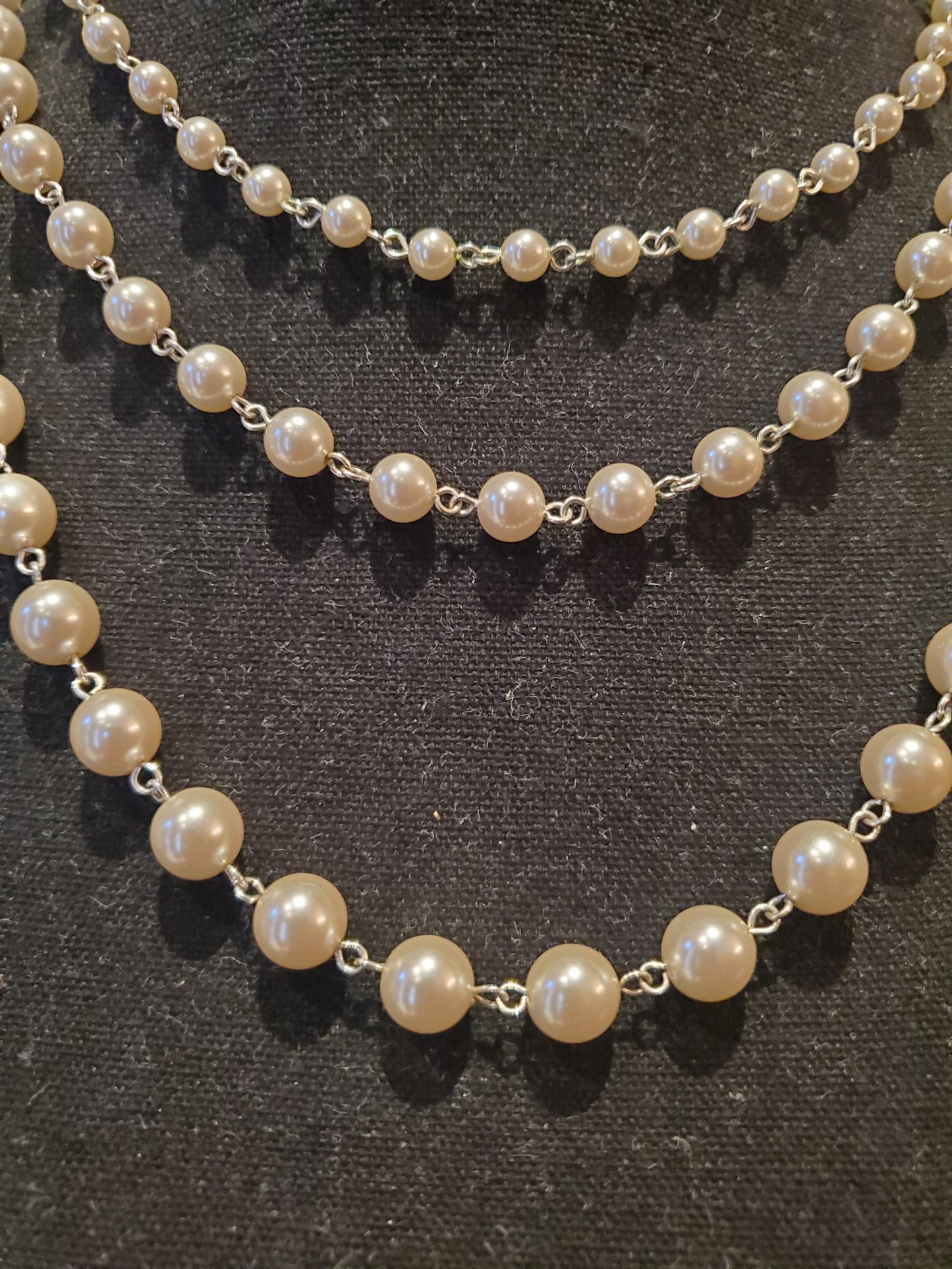 Vintage RMN Elegant Faux Pearl Necklace, 3 Layers Design. Lot# 119