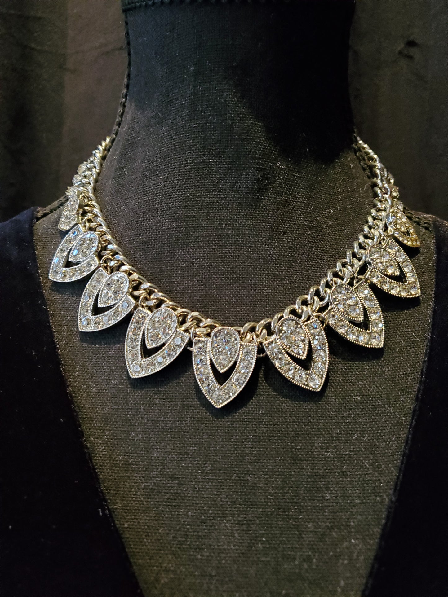 Kenneth Jay Lane, Crystal Necklace. Silver Tone, Rhinestones. Lot# 259