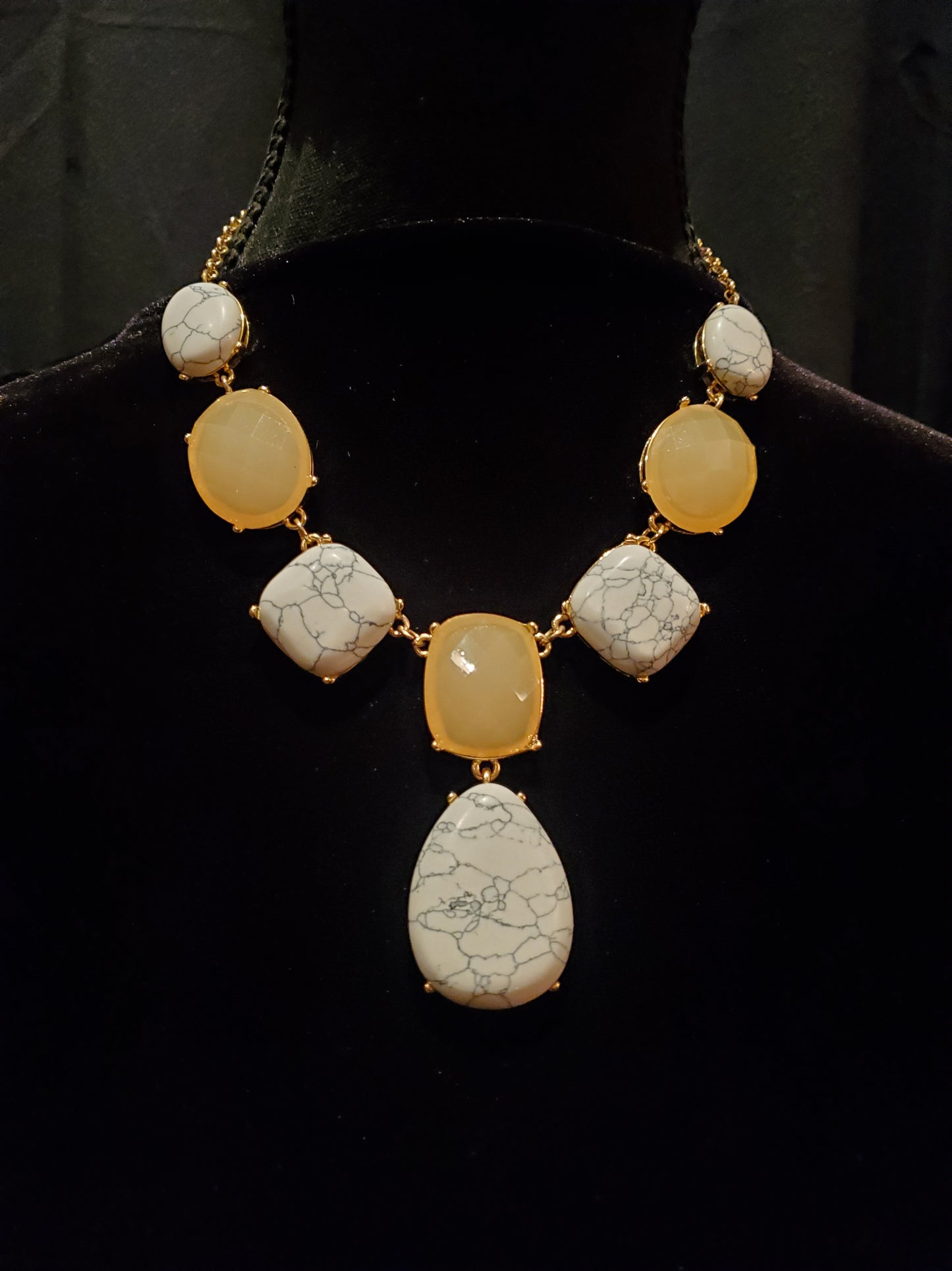 Monet, White & Yellow Stones Necklace. Lot# 329