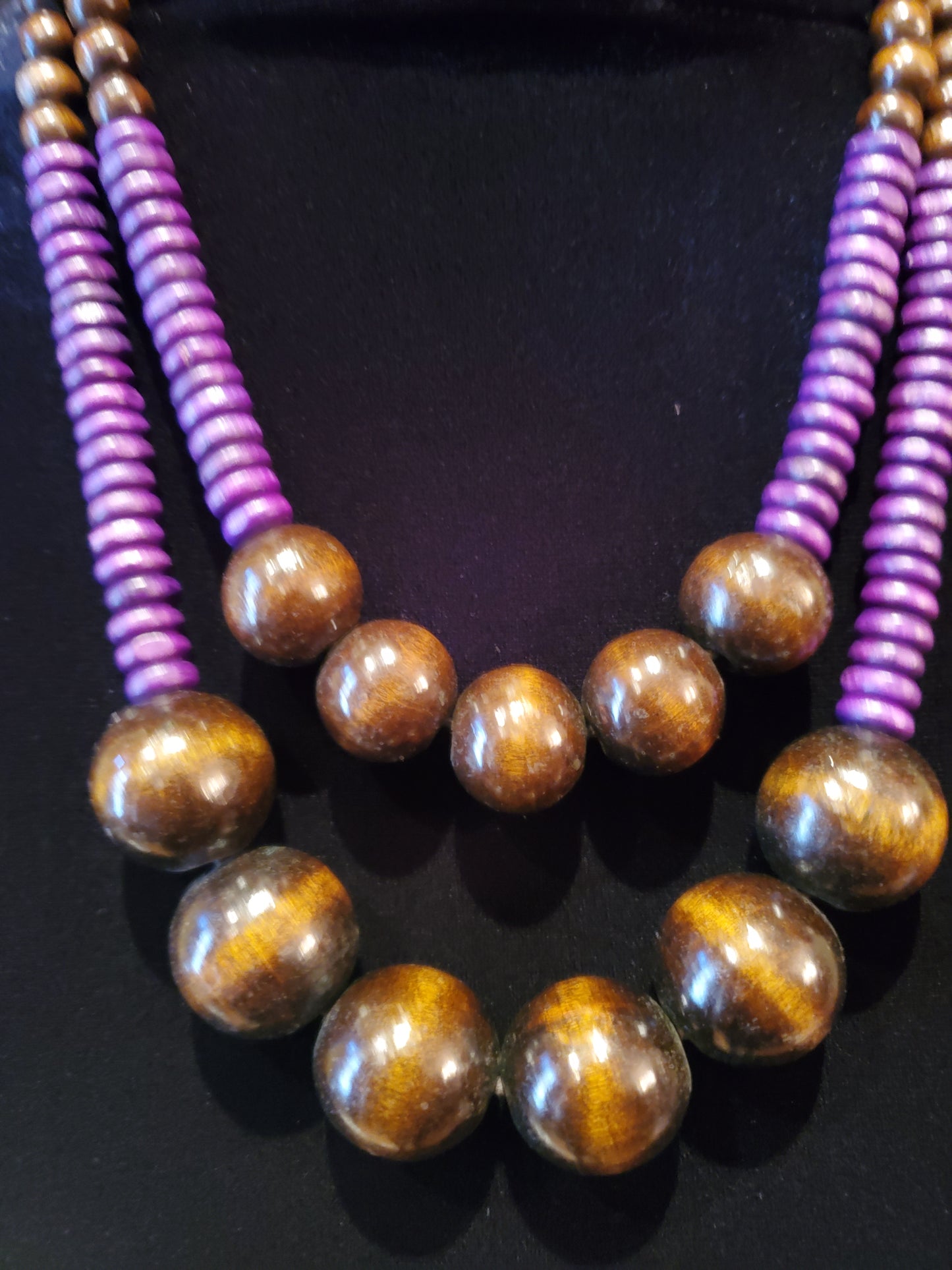 Paparazzi, Wood Beaded Necklace. Brown, Purple. Lot# 399