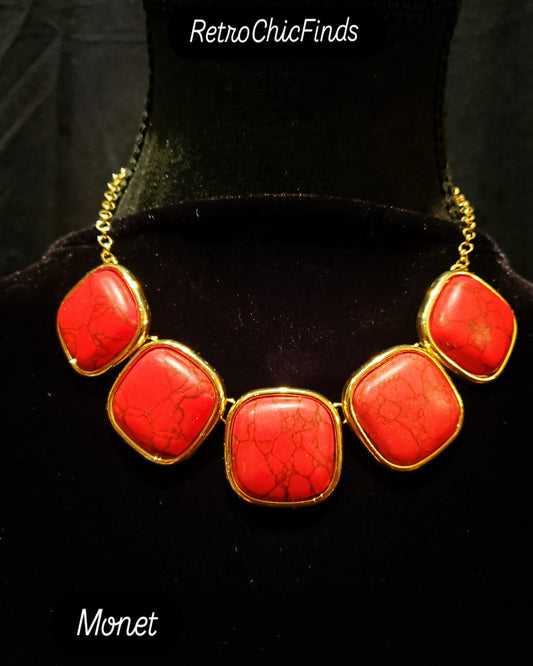 Monet, Red Coral Necklace. Lot# 330