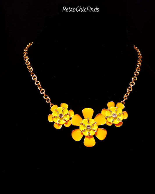 Paparazzi "Botanic Beginner & Exhilarating Elegance" Yellow, Orange, & Gold Tone Necklace. Lot# 403